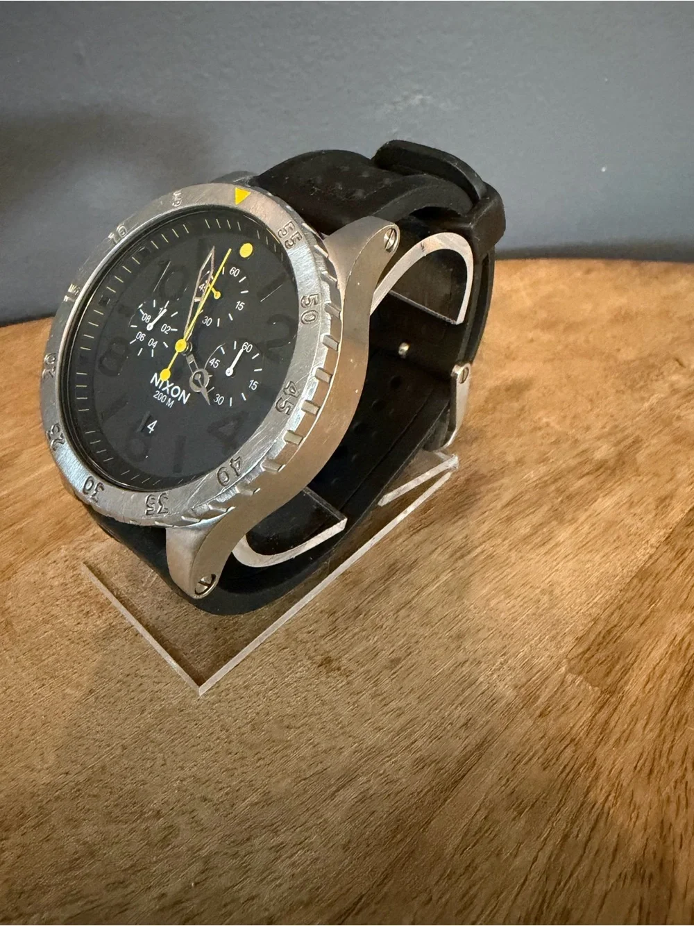 Nixon Keep It Fresh 48-20 Black Dial Chronograph with Yellow Accents 200m
